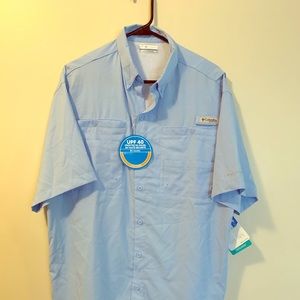 Light blue and royal blue Columbia collared shirts